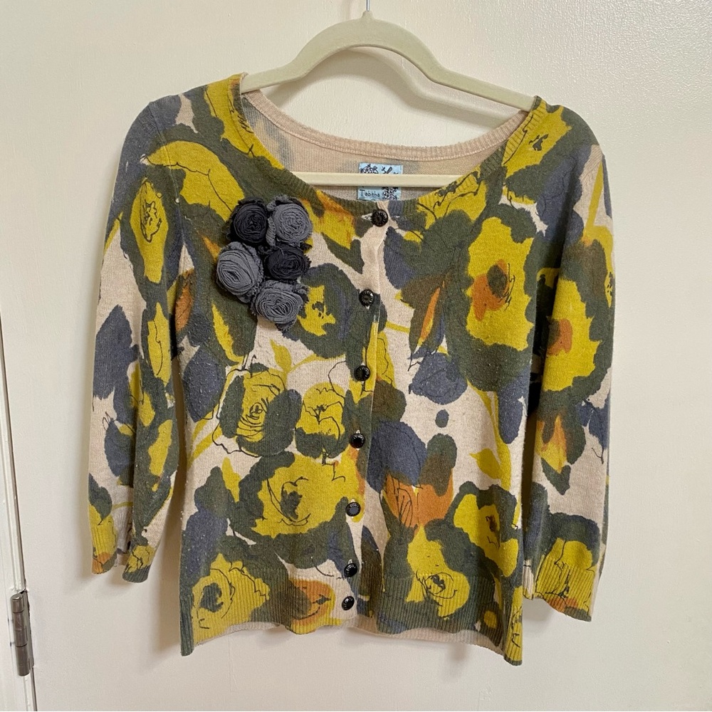 Anthropologie Small Tabitha Floral Cardigan